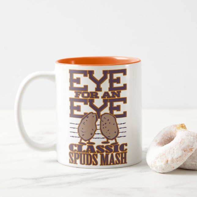 Caneca De Café Em Dois Tons Olho para um Olho (Com Donut)