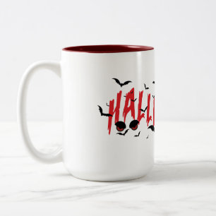 Caneca De Café Em Dois Tons Olhos Assustadores, Clima de Halloween