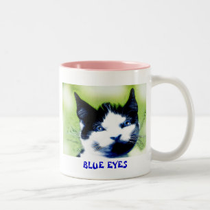 CANECA DE CAFÉ EM DOIS TONS OLHOS AZUIS O GATO