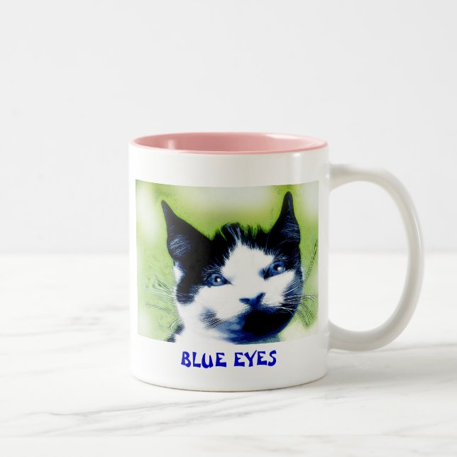 CANECA DE CAFÉ EM DOIS TONS OLHOS AZUIS O GATO (Direita)