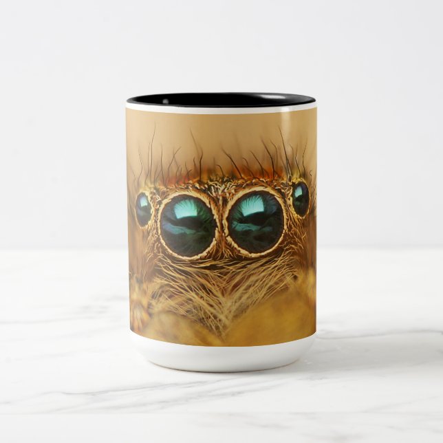 Caneca De Café Em Dois Tons Olhos bonitos da aranha (Centro)