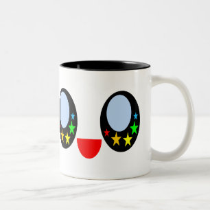 Caneca De Café Em Dois Tons Olhos de Estrela Kawaii Rosto Feliz Estrelas Arco-