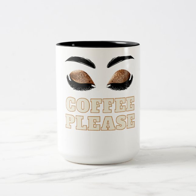 Caneca De Café Em Dois Tons Olhos Lashes Café Mug (Centro)