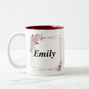 Caneca De Café Em Dois Tons Olivia name Mug - Taça de Café Personalizada com A