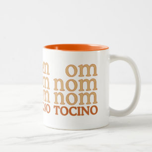 Caneca De Café Em Dois Tons OM NOM mmm... TOCINO