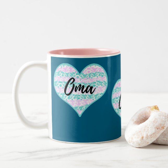 Caneca De Café Em Dois Tons "Oma" Vovó Alemã Mug (Com Donut)