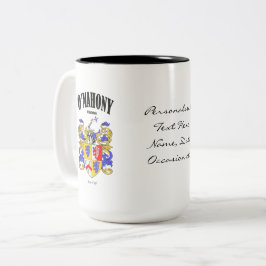 Caneca De Café Em Dois Tons O'Mahony Family Crest, Tradução e Significado