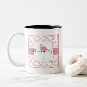Caneca De Café Em Dois Tons Onda Art Déco Flamingo Rosa