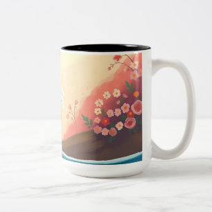 Caneca De Café Em Dois Tons Onda Oceânica Impressionista
