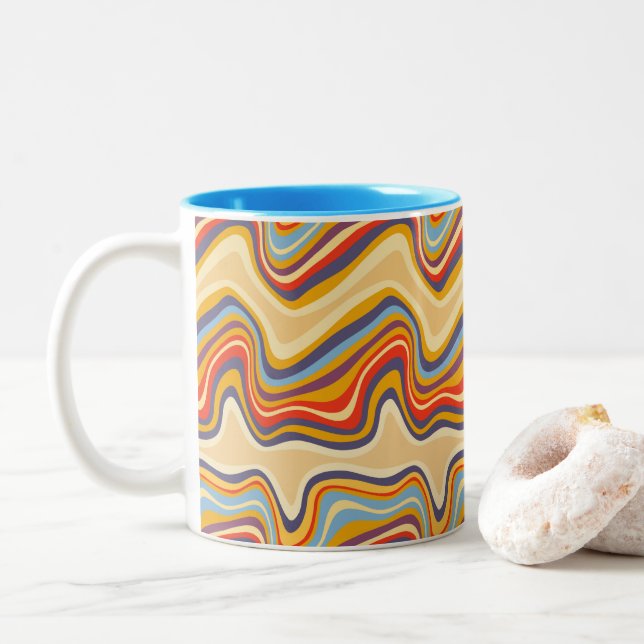 Caneca De Café Em Dois Tons onda retrorreflectora (Com Donut)