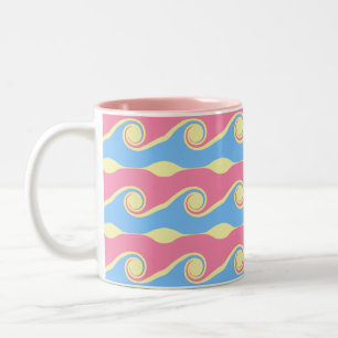 Caneca De Café Em Dois Tons Ondas Abstratas