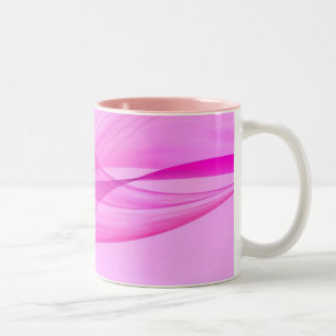 Caneca De Café Em Dois Tons Ondas Abstratas em Caneca de Cerâmica Rosa
