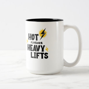 Caneca De Café Em Dois Tons Ondas de Calor. Café Levanta Peso Pesado