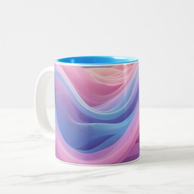 Caneca De Café Em Dois Tons Ondas de Nuvem de Algodão (Frente Esquerda)