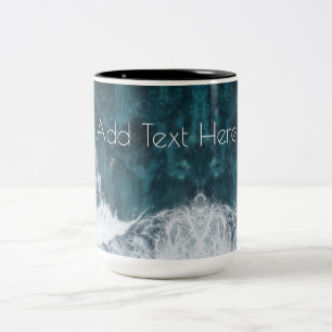 Caneca De Café Em Dois Tons Ondas do Oceano em queda