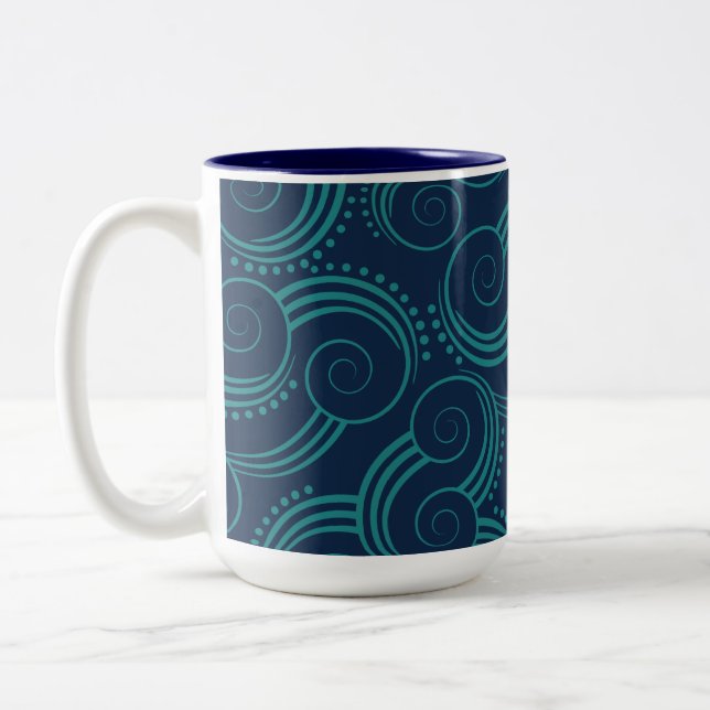 Caneca De Café Em Dois Tons Ondas do Oceano Suave (Esquerda)
