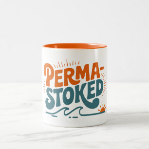 Caneca De Café Em Dois Tons Ondas Perma-Stoked
