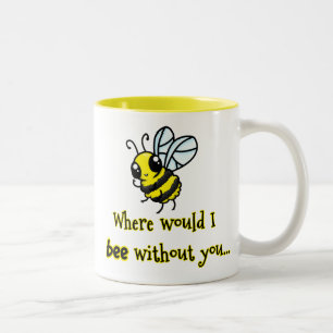 Caneca De Café Em Dois Tons Onde abelha de I sem você