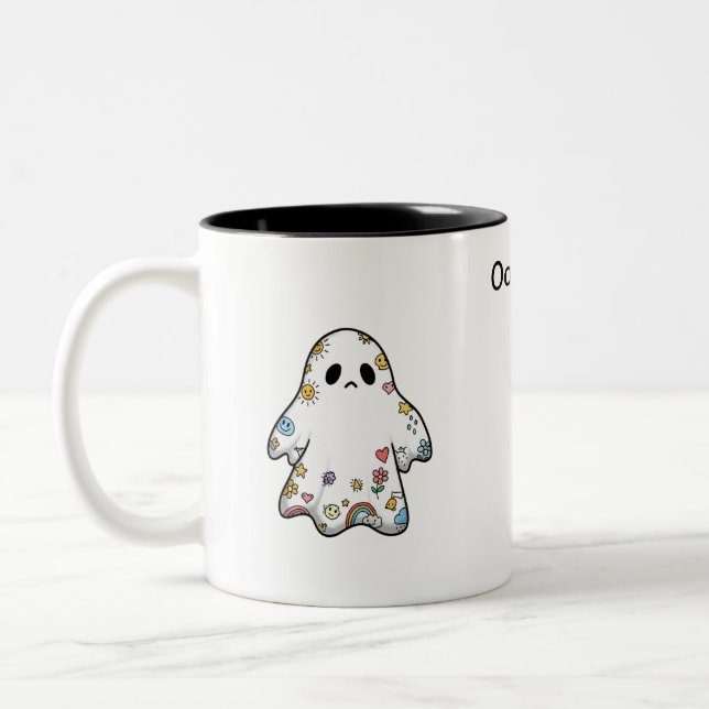 Caneca De Café Em Dois Tons Onde as Linhas Vêm Vivas (Esquerda)