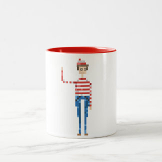 Caneca De Café Em Dois Tons "Onde é Waldo? Do "caneca da ilustração pixel