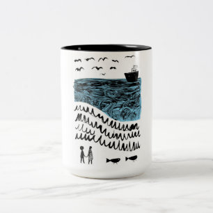 Caneca De Café Em Dois Tons Onde o Mar Começa Body Infantil de Oceano Desenh