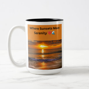 Caneca De Café Em Dois Tons Onde os Pôr do Sol Encontram a Serenidade ❤️🌊