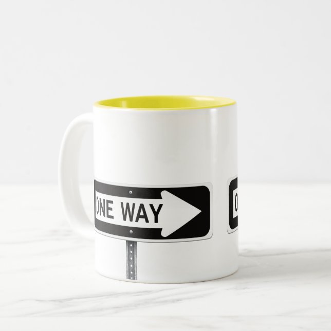 Caneca De Café Em Dois Tons One way sign (Frente Esquerda)