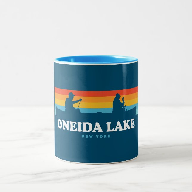 Caneca De Café Em Dois Tons Oneida Lake New York Canoe (Centro)