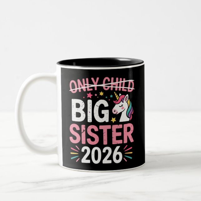 Caneca De Café Em Dois Tons Only Child Crossed Out Big Sister 2026 Pregnancy  (Esquerda)