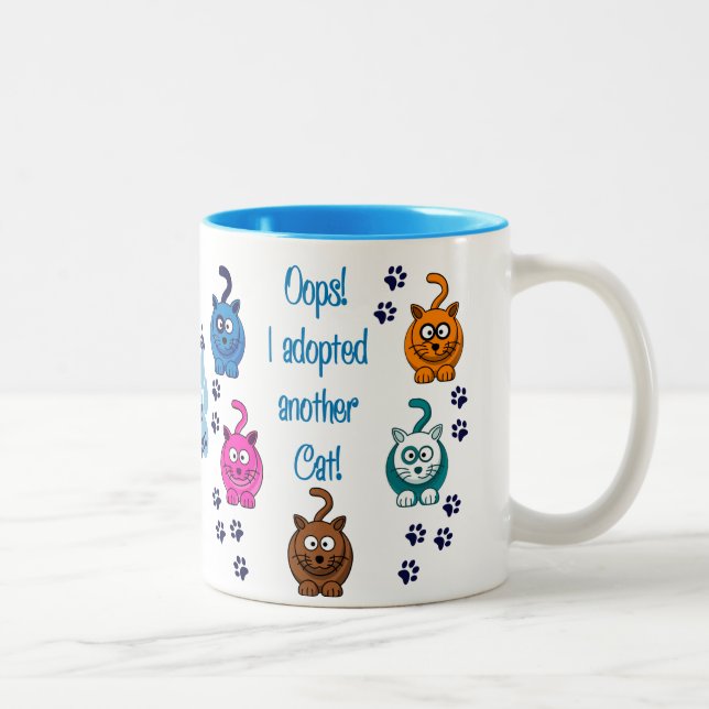 Caneca De Café Em Dois Tons Oops!  Eu adotei um outro gato! (Direita)