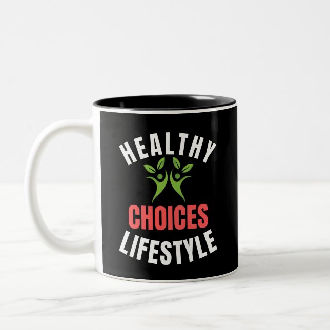 Caneca De Café Em Dois Tons Opções saudáveis de estilo de vida (Esquerda)