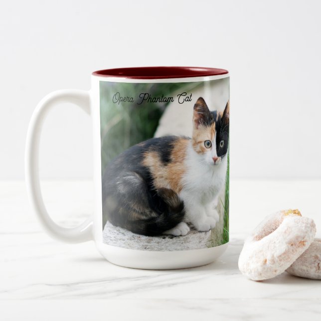 Caneca De Café Em Dois Tons Opera Phantom Cat (Com Donut)