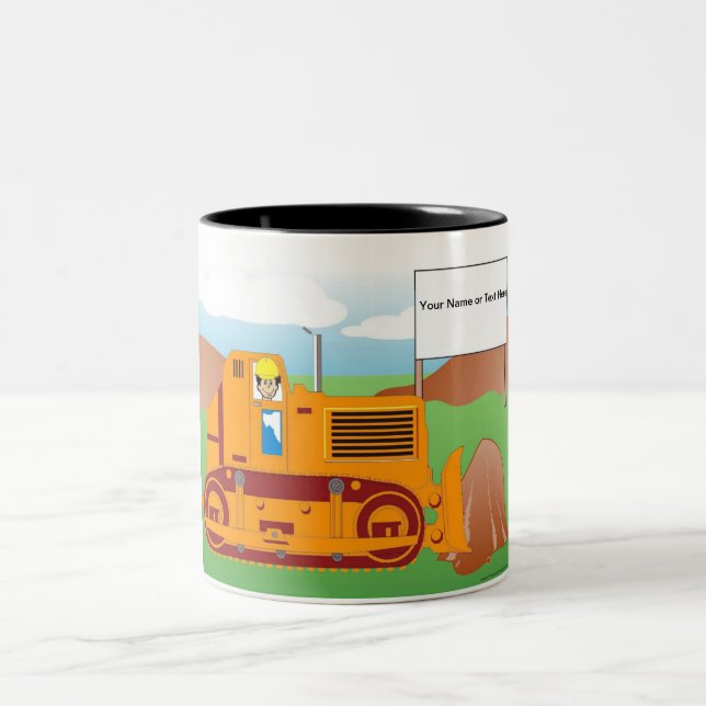 Caneca De Café Em Dois Tons Operador de Bulldozer Personalizado - Cartoon Masc (Centro)