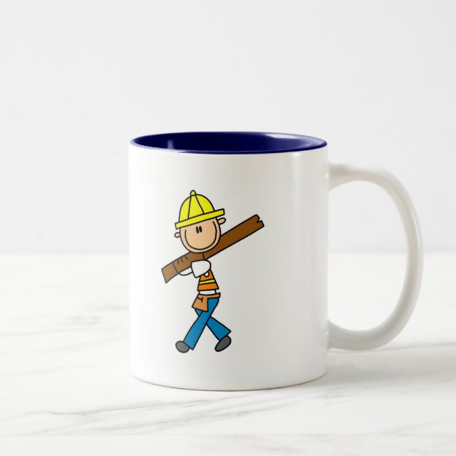 Caneca De Café Em Dois Tons Operário da Construção com Madeira (Direita)