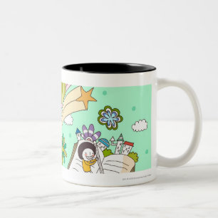 Caneca De Café Em Dois Tons Opinião lateral as crianças que estudam por plan