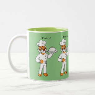 Caneca De Café Em Dois Tons Óptica de desenho animado de tigre engraçado