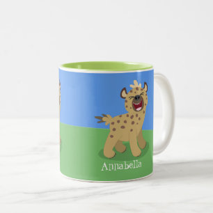 Caneca De Café Em Dois Tons Óptica hiena engraçada rindo ilustração de desenho