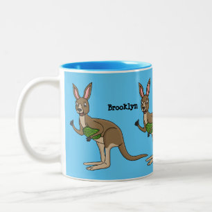 Caneca De Café Em Dois Tons Óptica ilustração de canguru australiano feliz