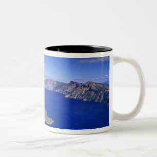 Caneca De Café Em Dois Tons OR, Crater Lake NP, Wizard Island e Crater