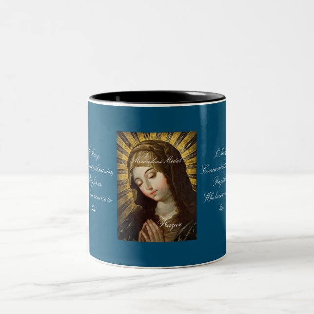 Caneca De Café Em Dois Tons Oração Medal Miraculosa (Centro)