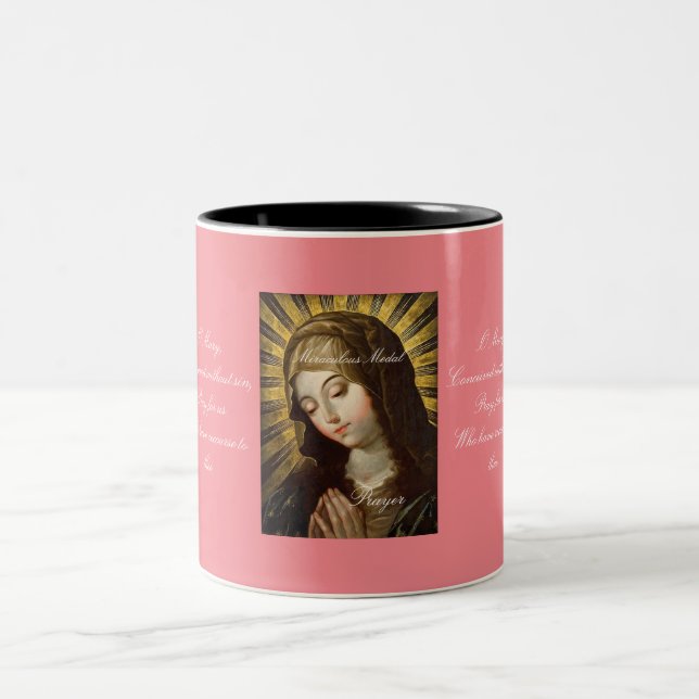 Caneca De Café Em Dois Tons Oração Medal Miraculosa (Centro)