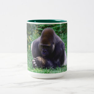 Caneca De Café Em Dois Tons Orando Gorila