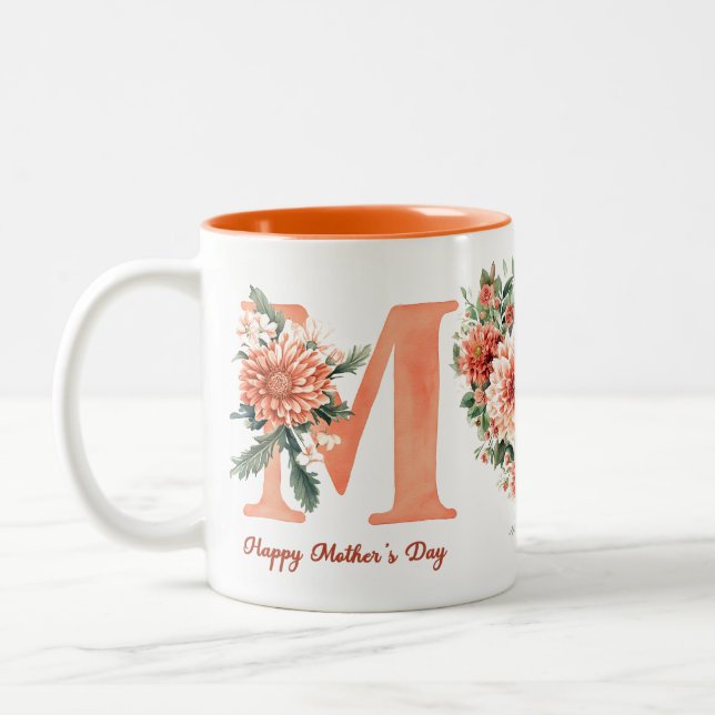 Caneca De Café Em Dois Tons Orange Floral Mum (Esquerda)