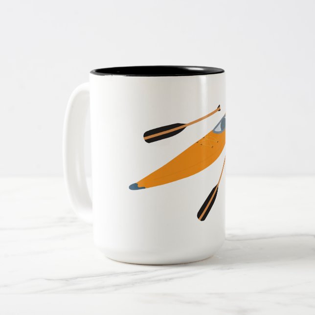 Caneca De Café Em Dois Tons Orange Kayak com Oars (Frente Esquerda)