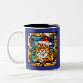 Caneca De Café Em Dois Tons Orange Tabby Christmas Glass