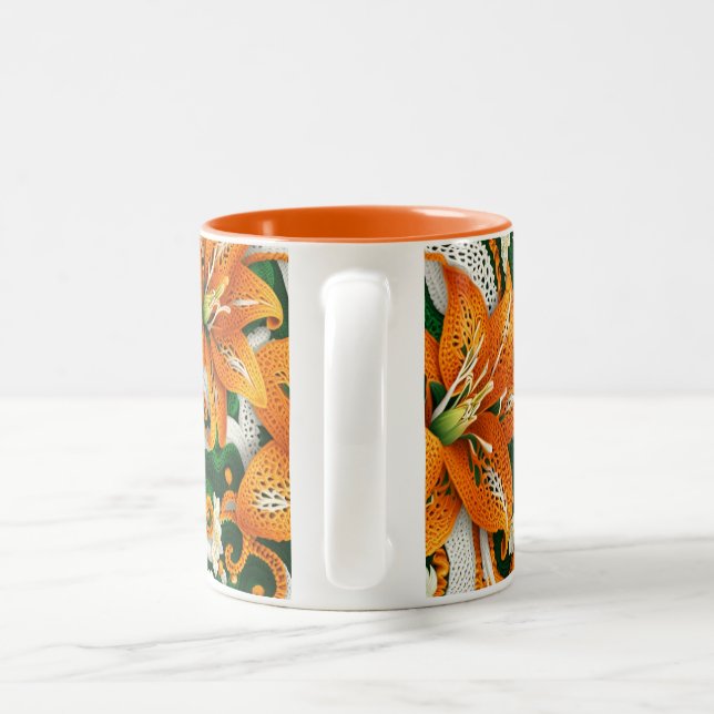 Caneca De Café Em Dois Tons Orange Tiger Lily Crochet (Alça)
