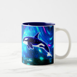Caneca De Café Em Dois Tons Orca Cósmica