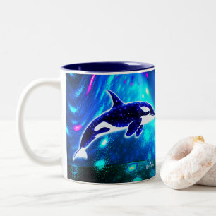 Caneca De Café Em Dois Tons Orca Cósmica