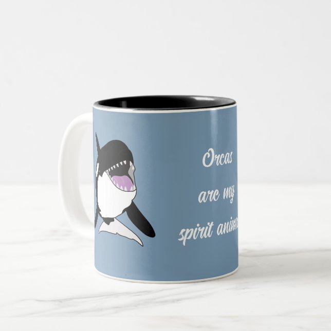 Caneca De Café Em Dois Tons Orca Killer Whale Spirit Animal (Frente Esquerda)