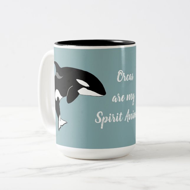 Caneca De Café Em Dois Tons Orca Killer Whale Spirit Animal (Frente Esquerda)
